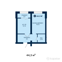 ЖК Janybek Kerei — 1-ком 44,3 м² (от 22 593 000 тг)