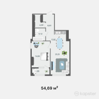ЖК Прайм Парк 2 — 2-ком 54,7 м² (от 22 422 900 тг)