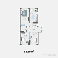 ЖК Прайм Парк 2 — 3-ком 82,7 м² (от 33 902 900 тг)