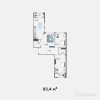 ЖК Прайм Парк 2 — 4-ком 93,4 м² (от 38 294 000 тг)