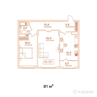 ЖК Vendome — 2-ком 81 м² (от 81 810 000 тг)