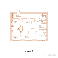 ЖК Vendome — 2-ком 83,6 м² (от 84 436 000 тг)