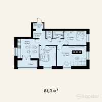 ЖК Samal — 3-ком 81,3 м² (от 34 146 000 тг)