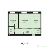 ЖК Good life — 2-ком 56,9 м² (от 22 760 000 тг)