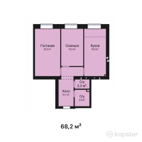 ЖК Good life — 2-ком 68,2 м² (от 27 280 000 тг)