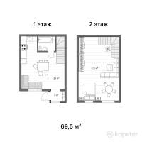 КГ Оазис — 2-ком 69,5 м² (от 29 190 000 тг)