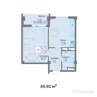 ЖК Комфорт — 1-ком 40,9 м² (от 14 322 000 тг)