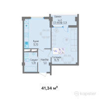 ЖК Комфорт — 1-ком 41,3 м² (от 14 469 000 тг)