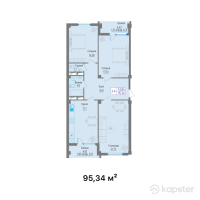 ЖК Комфорт — 3-ком 95,3 м² (от 33 369 000 тг)
