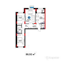 ЖК Jetisu.Lepsi — 3-ком 86,9 м² (от 32 730 984 тг)