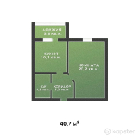 ЖК Prime residence — 1-ком 40,7 м² (от 12 617 000 тг)