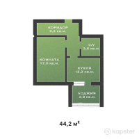 ЖК Prime residence — 1-ком 44,2 м² (от 13 702 000 тг)