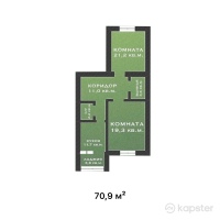 ЖК Prime residence — 2-ком 70,9 м² (от 21 979 000 тг)