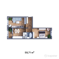 ЖК Maxima City — 2-ком 59,7 м² (от 35 826 000 тг)