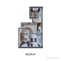 ЖК Каспий — 2-ком 63,2 м² (от 18 948 000 тг)