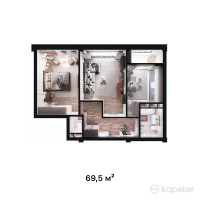 ЖК Каспий — 2-ком 69,5 м² (от 20 850 000 тг)