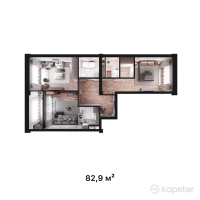 ЖК Каспий — 3-ком 82,9 м² (от 24 870 000 тг)