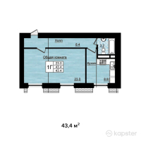 ЖК Астана — 1-ком 43,4 м² (от 9 982 000 тг)