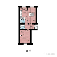 ЖК Астана — 2-ком 55 м² (от 12 650 000 тг)