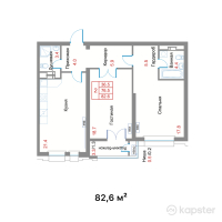 ЖК Etasa Residence — 2-ком 82,6 м² (от 63 602 000 тг)