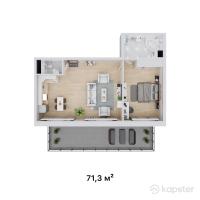 ЖК Belgravia — 2-ком 71,3 м² (от 54 259 300 тг)