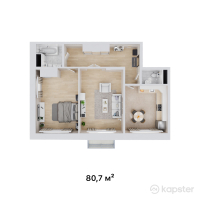 ЖК Belgravia — 2-ком 80,7 м² (от 61 412 100 тг)