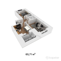 ЖК Bavaria Silver — 2-ком 65,7 м² (от 18 398 800 тг)