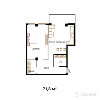 ЖК Zhuldyz Residence — 1-ком 71,8 м² (от 53 850 000 тг)