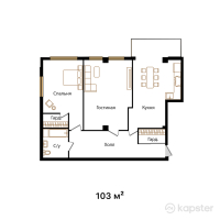 ЖК Zhuldyz Residence — 2-ком 103 м² (от 77 250 000 тг)