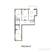 ЖК Zhuldyz Residence — 3-ком 134,3 м² (от 100 755 000 тг)