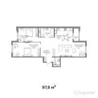 ЖК JAZZ-квартал — 3-ком 97,6 м² (от 90 768 000 тг)