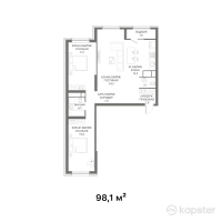 ЖК Riviera — 3-ком 98,1 м² (от 83 385 000 тг)