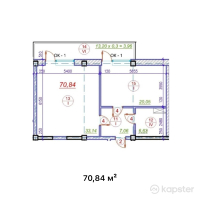 ЖК Эмир — 1-ком 70,8 м² (от 23 377 300 тг)