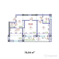 ЖК Эмир — 1-ком 78,9 м² (от 26 050 300 тг)