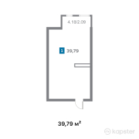 ЖК River City — 1-ком 39.8 м² (от 16,910,750 тг)