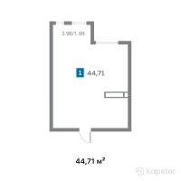 ЖК River City — 1-ком 44,7 м² (от 29 329 760 тг)