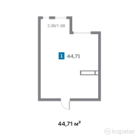 ЖК River City — 1-ком 44.7 м² (от 19,001,750 тг)