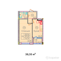 ЖК Кабанбай Батыр — 1-ком 39,4 м² (от 23 610 000 тг)