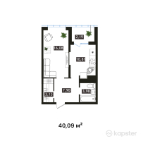 ЖК Arai Towers — 1-ком 40,1 м² (от 20 245 450 тг)