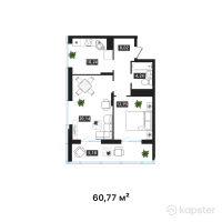 ЖК Arai Towers — 2-ком 60,8 м² (от 30 688 850 тг)