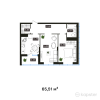 ЖК Arai Towers — 2-ком 65,5 м² (от 33 082 550 тг)