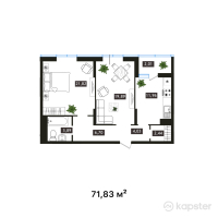 ЖК Arai Towers — 2-ком 71,8 м² (от 36 173 150 тг)