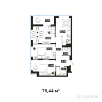 ЖК Arai Towers — 3-ком 78,4 м² (от 39 612 200 тг)