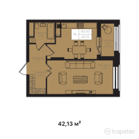 ЖК La Vie — 1-ком 42,1 м² (от 33 493 350 тг)