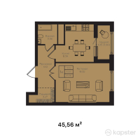 ЖК La Vie — 1-ком 45,6 м² (от 36 220 200 тг)