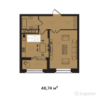 ЖК La Vie — 1-ком 46,7 м² (от 37 158 300 тг)