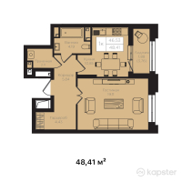 ЖК La Vie — 1-ком 48,4 м² (от 38 485 950 тг)