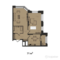 ЖК La Vie — 2-ком 71 м² (от 56 445 000 тг)