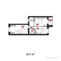 ЖК Medina — 2-ком 67,1 м² (от 21 472 000 тг)