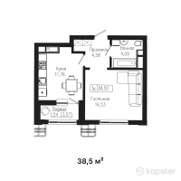 ЖК Tumar Residence — 1-ком 38,5 м² (от 19 635 000 тг)